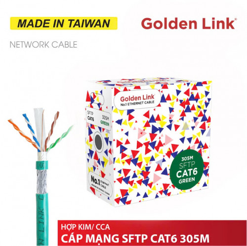 CÁP MẠNG GOLDEN LINK CAT6 SFTP CCA - MADE IN TAIWAN - 250MHZ…