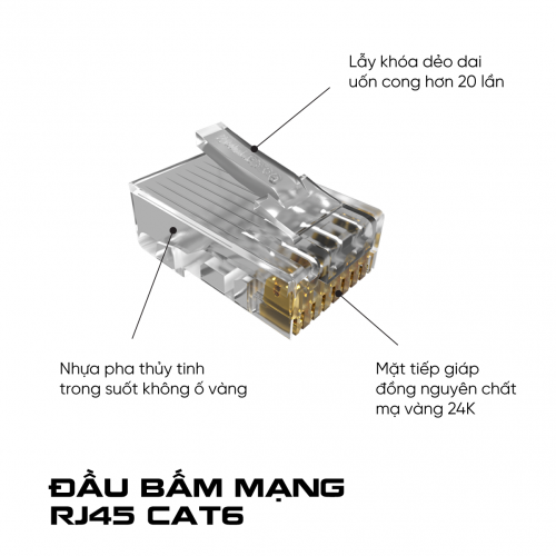 Đầu Bấm Mạng RJ45 CAT6 Golden Link - 100PCS